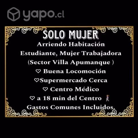 Habitación Solo Mujer.... Estudiante trabajadora